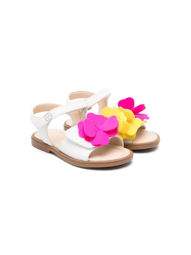 Florens Florens 花柄アップリケレザーサンダルの商品画像