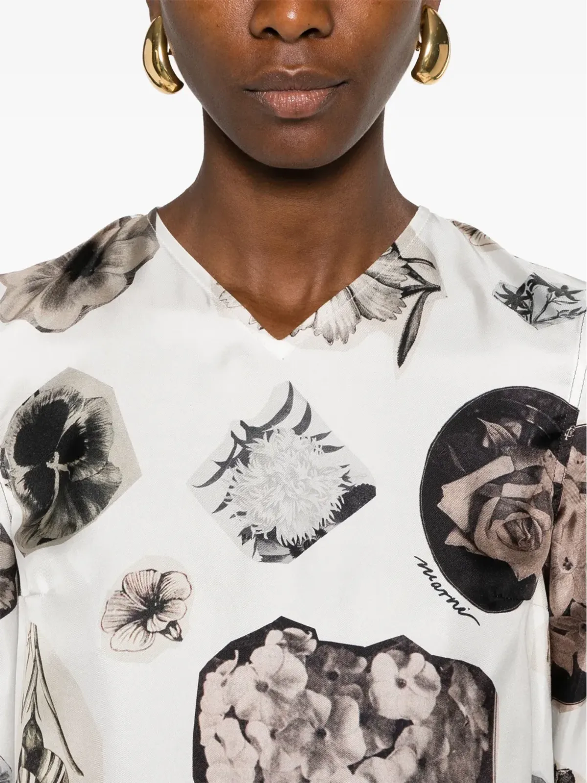 Marni フローラルコラージュプリント シルク ドレス - ホワイト - 画像5
