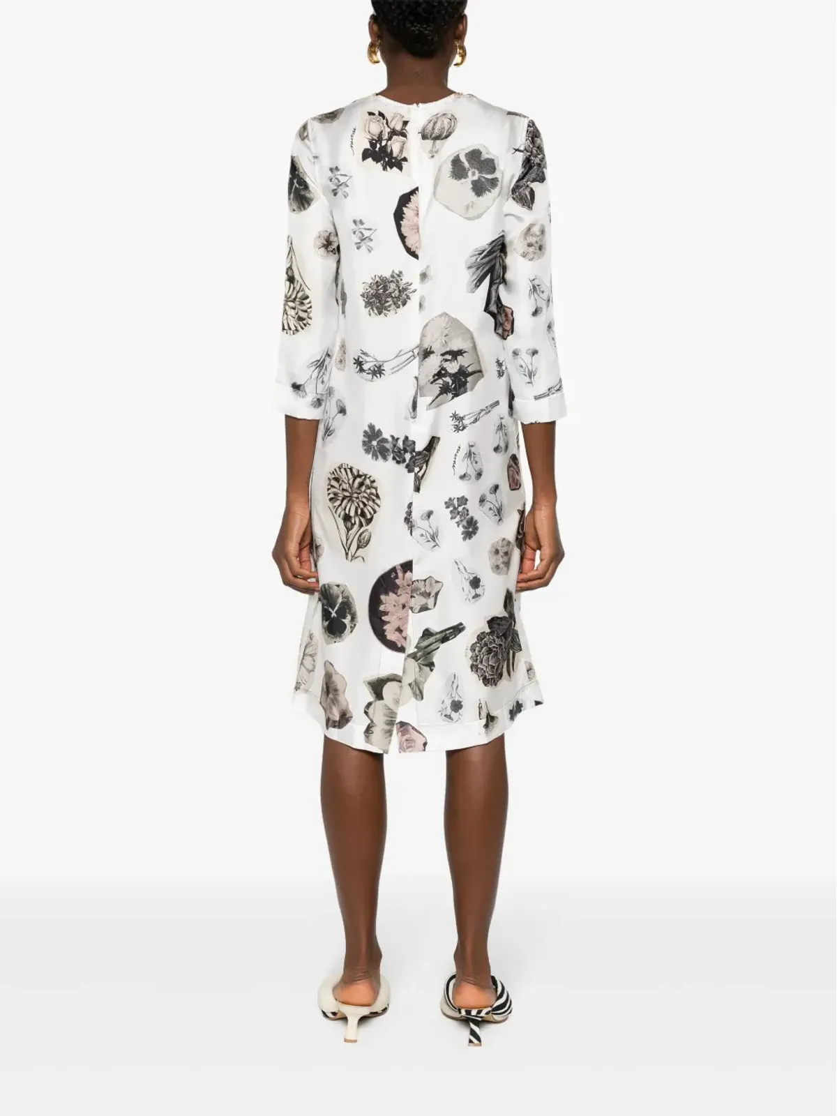Marni フローラルコラージュプリント シルク ドレス - ホワイト - 画像4
