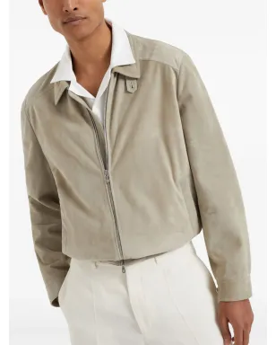 Brunello Cucinelli ジップアップスエードジャケット - グリーン - サムネイル3