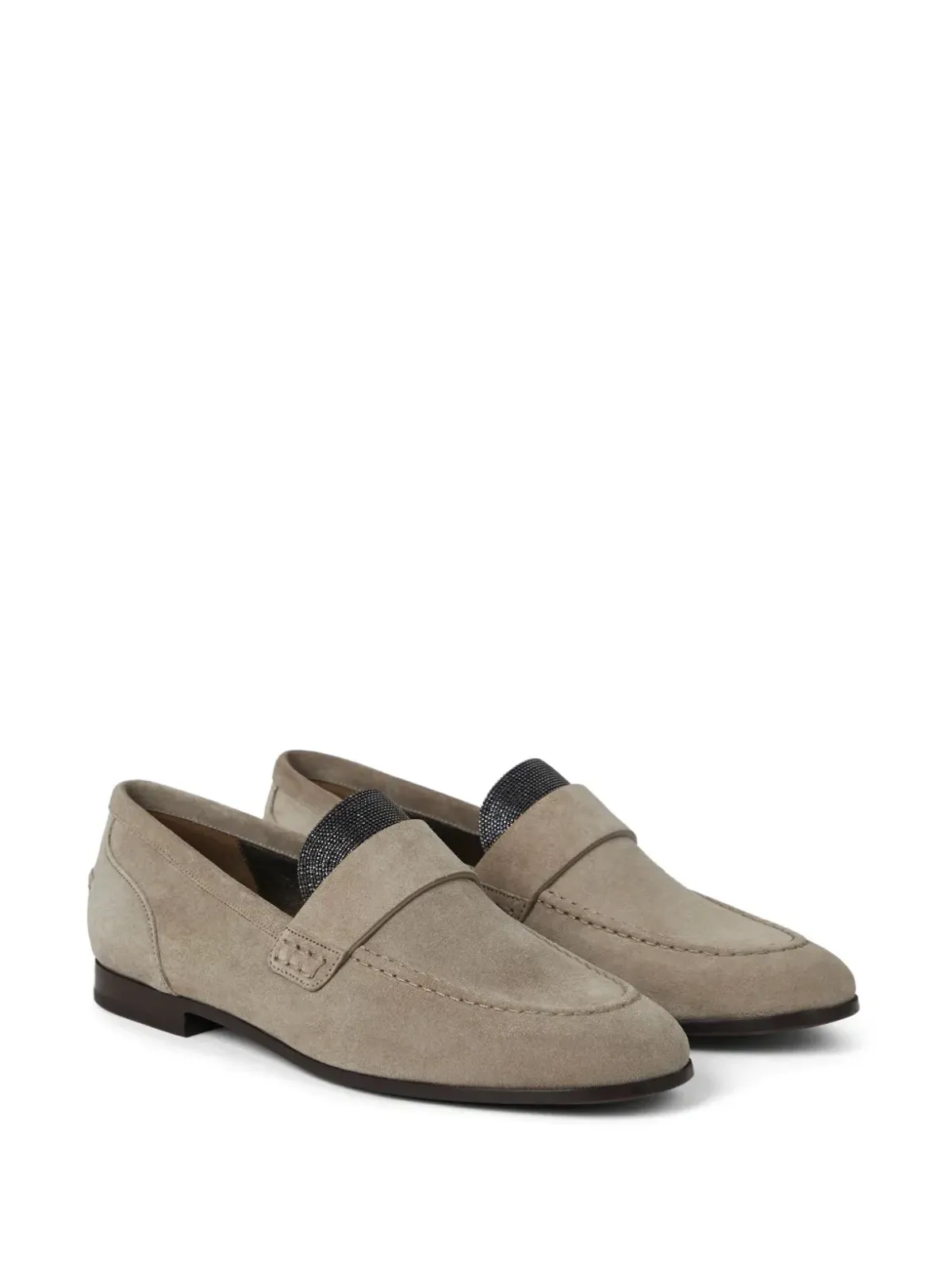 Brunello Cucinelli モニリ装飾入りスエード ローファー - ニュートラルカラー - 画像2