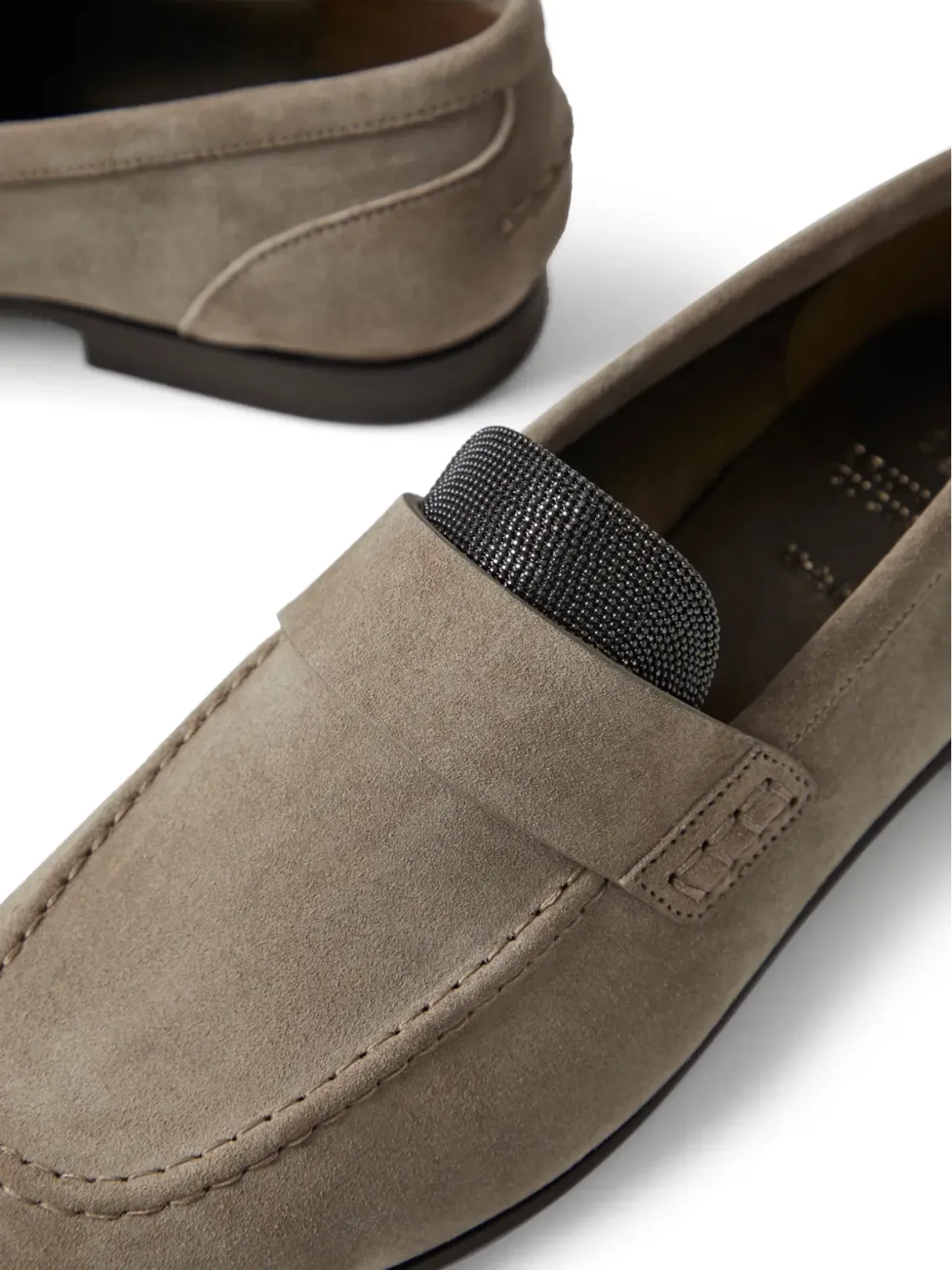 Brunello Cucinelli モニリ装飾入りスエード ローファー - ニュートラルカラー - 画像4