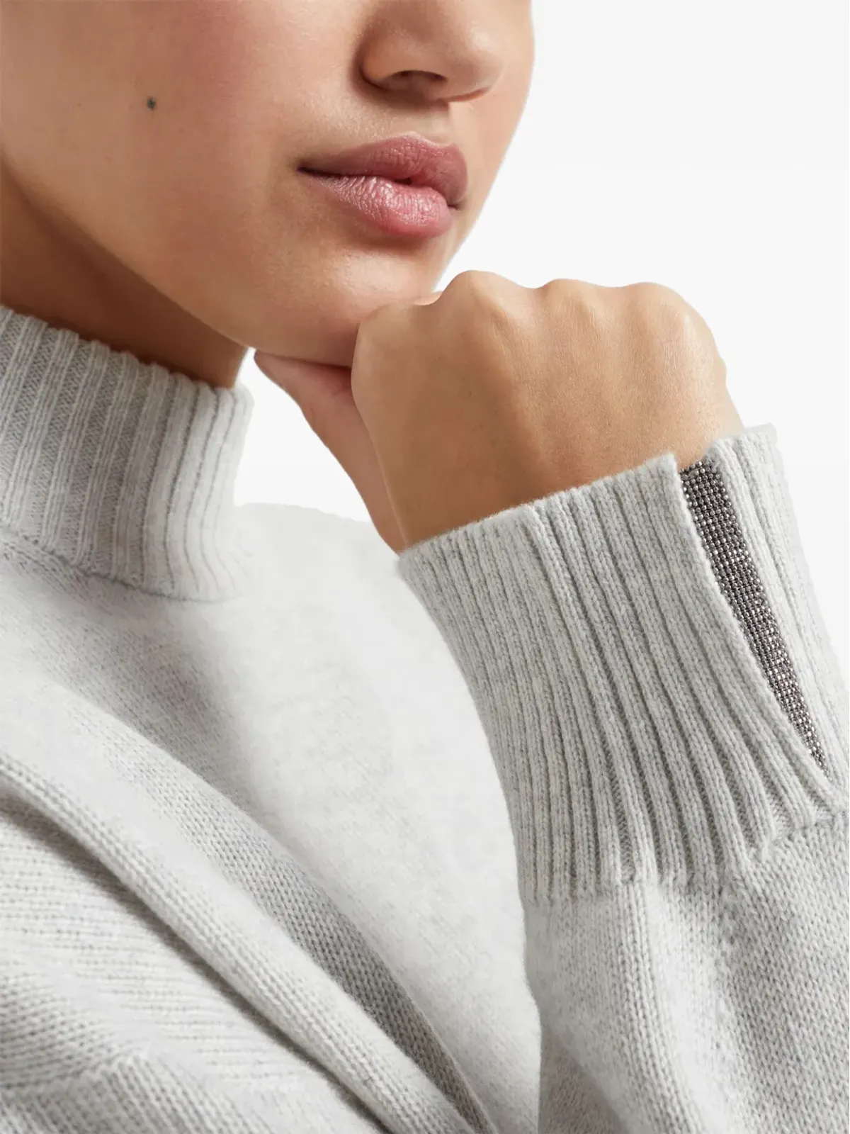 Brunello Cucinelli ビジュー付き タートルネック セーター - 画像5
