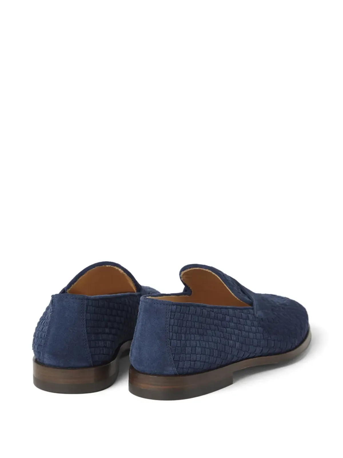 Brunello Cucinelli 編み込みデザインのスエード ローファー ブルー - 画像3