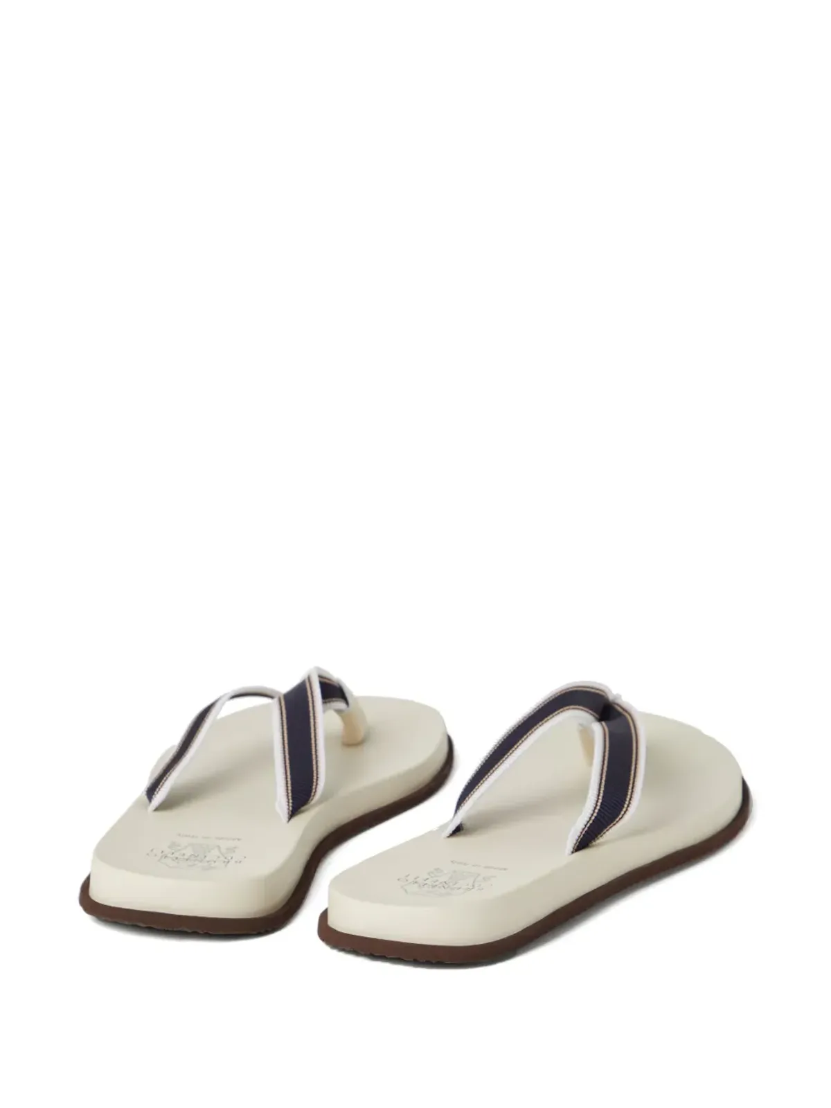 Brunello Cucinelli ストライプ入りレザー フリップフロップ - ブルー - 画像3