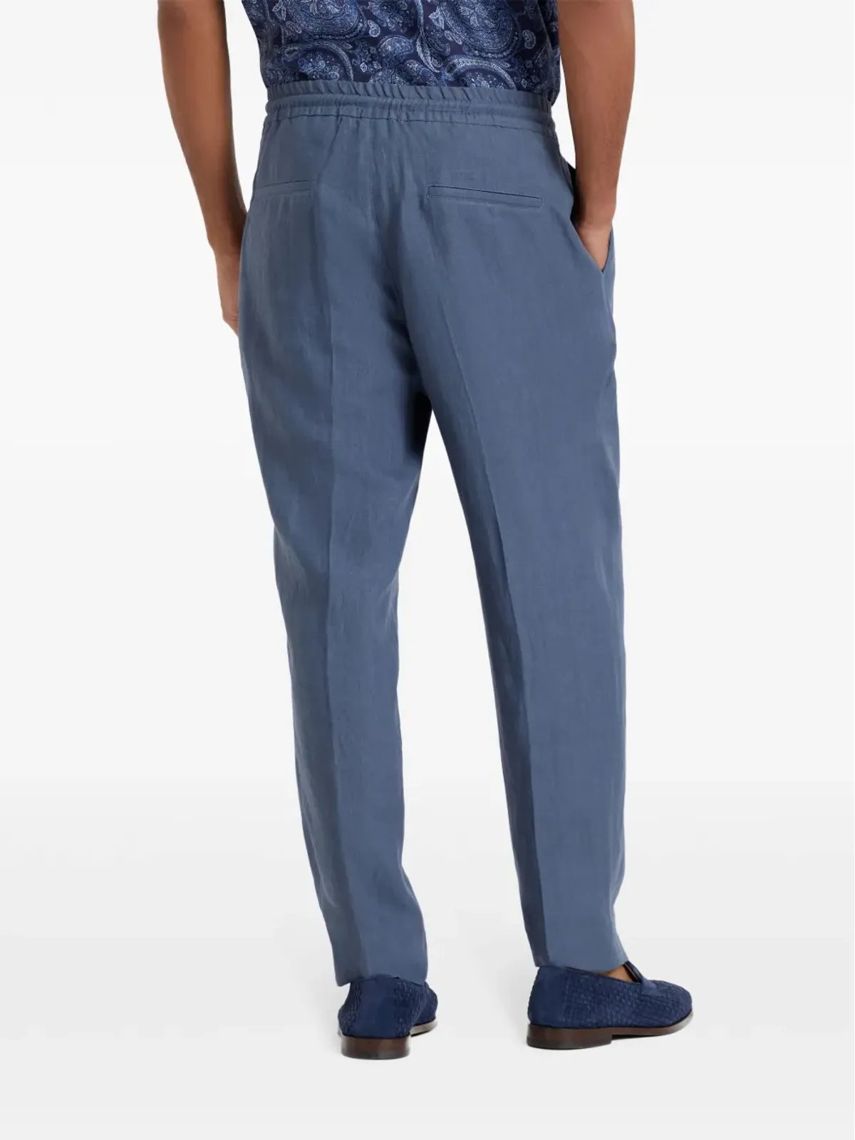 Brunello Cucinelli リネン製ストレートレッグパンツ ブルー - 画像4