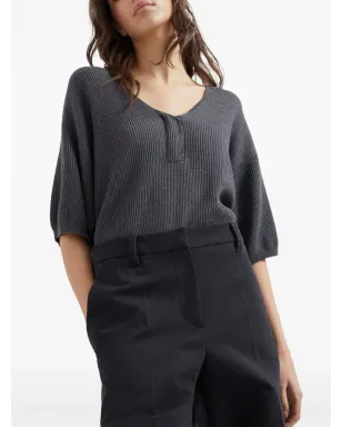 Brunello Cucinelli ワイドレッグパンツ ブラック - サムネイル5