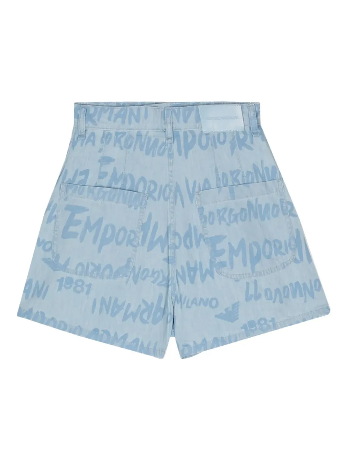 Emporio Armani ロゴプリント シャンブレー ショートパンツ - 画像2