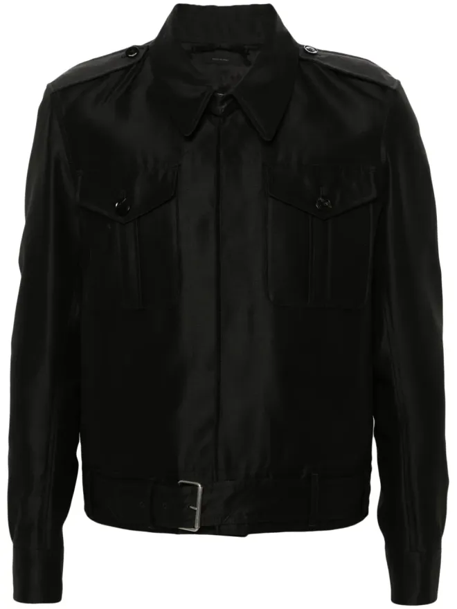 TOM FORD TOM FORD ボタンアップ ミリタリージャケット ブラックの商品画像
