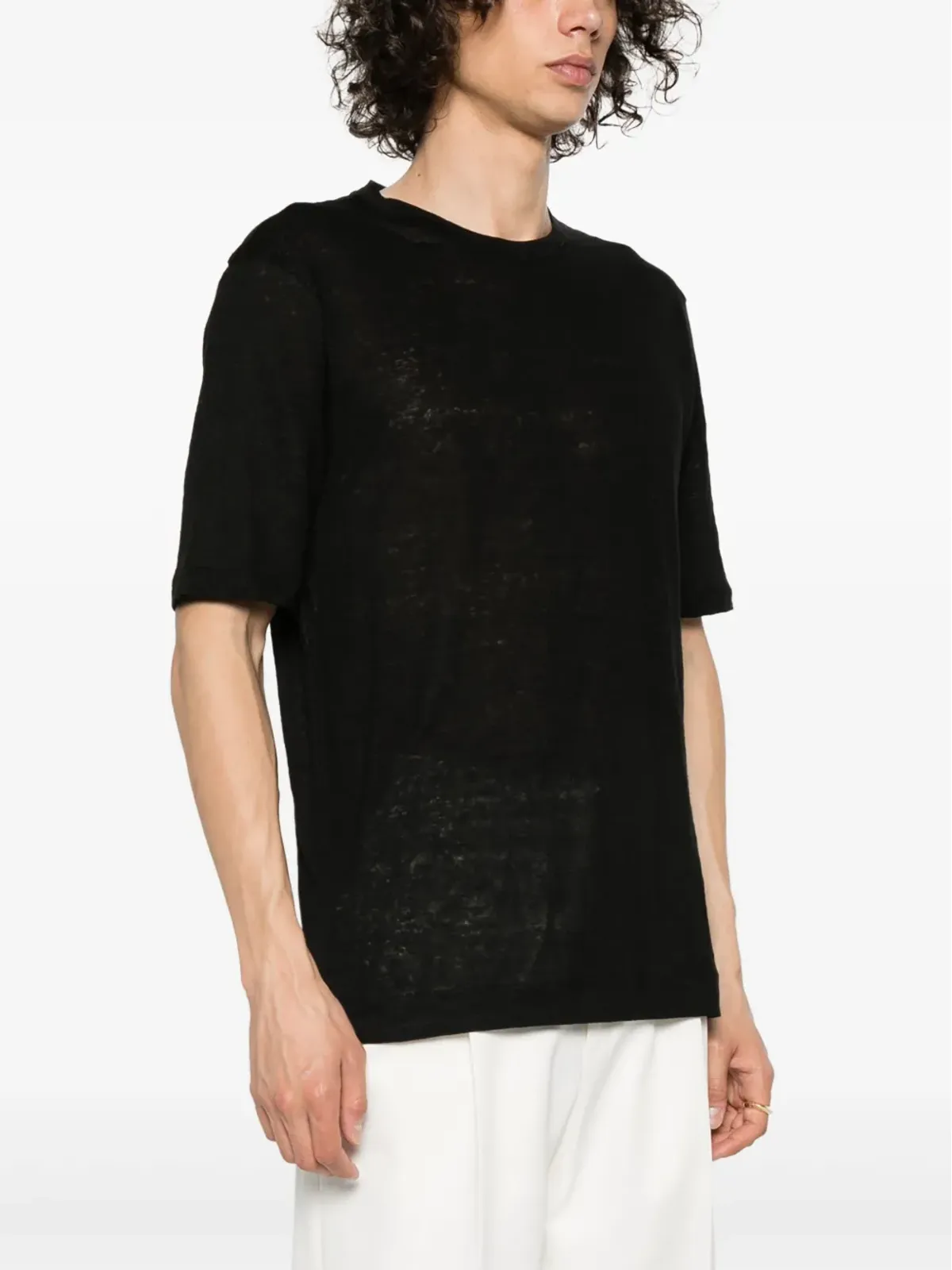 Cruciani クルーネックリネンTシャツ - 画像3