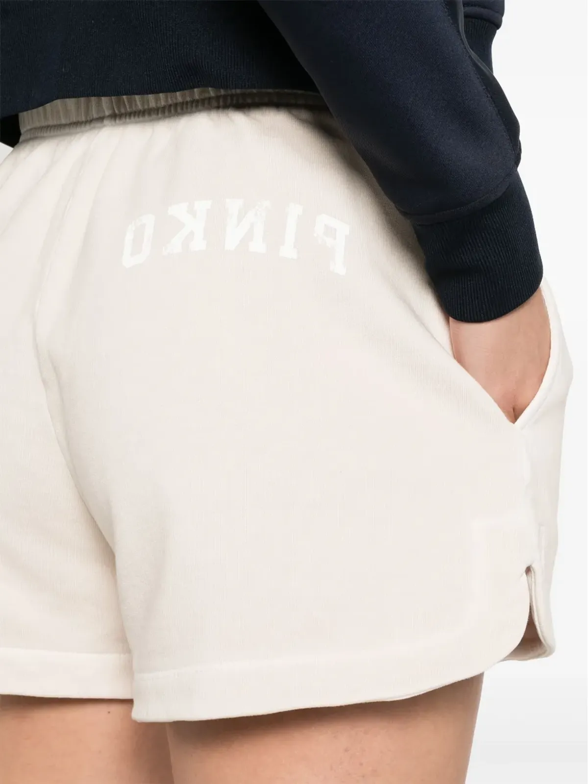 PINKO ロゴプリント コットンショートパンツ - ニュートラルカラー - 画像5