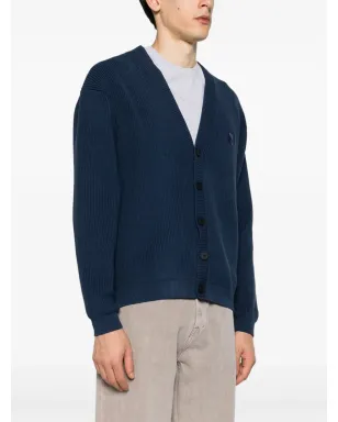 Maison Kitsuné フォックスヘッドパッチ Vネック カーディガン ブルー - サムネイル3