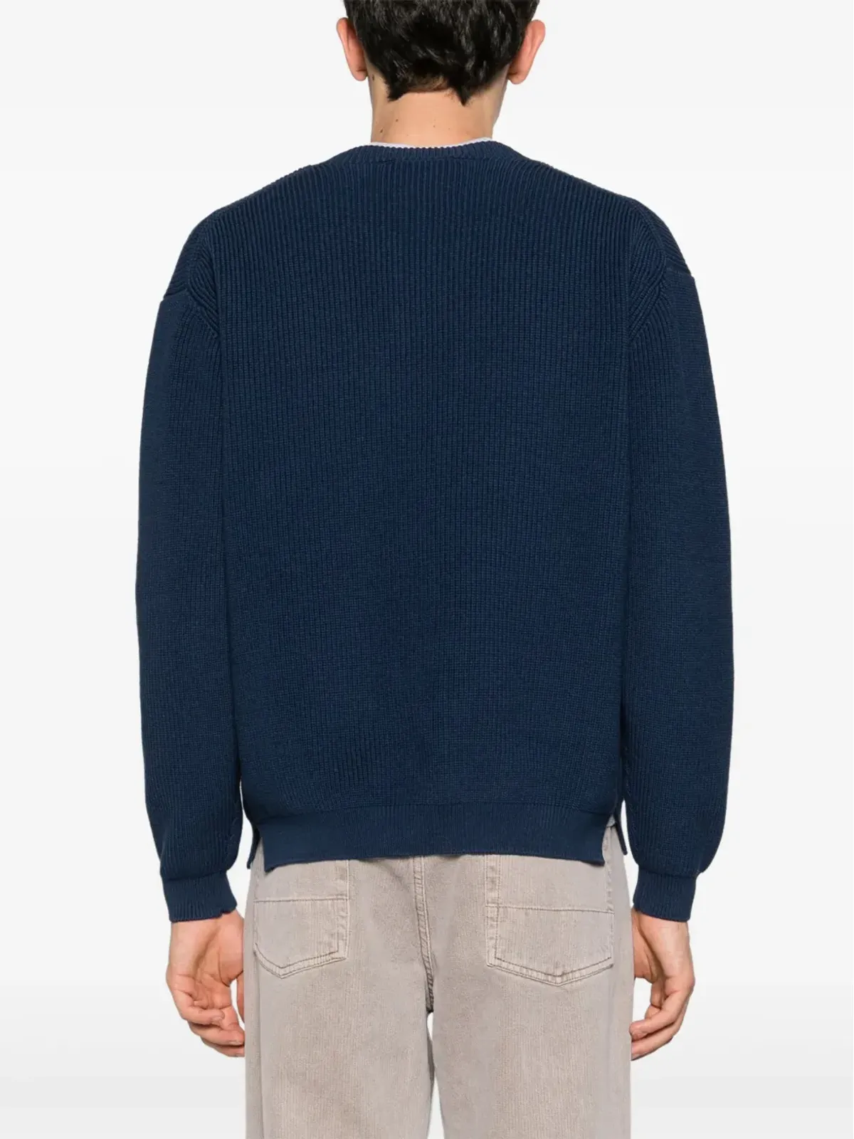 Maison Kitsuné フォックスヘッドパッチ Vネック カーディガン ブルー - 画像4