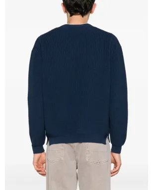Maison Kitsuné フォックスヘッドパッチ Vネック カーディガン ブルー - サムネイル4