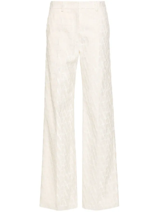 Valentino Garavani Valentino Garavani Toile Iconographe フロックド テーラードパンツ - ホワイトの商品画像