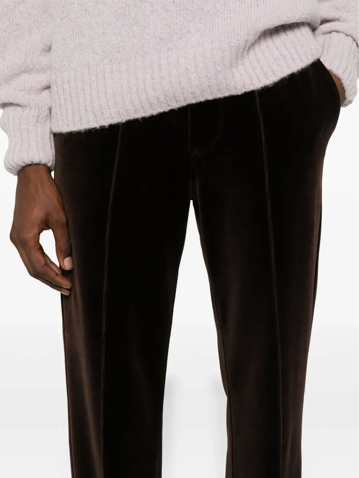 TOM FORD ストレートレッグ ベロア トラックパンツ ブラウン - 画像5