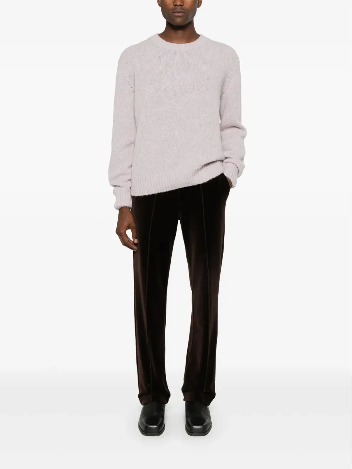 TOM FORD ストレートレッグ ベロア トラックパンツ ブラウン - 画像2