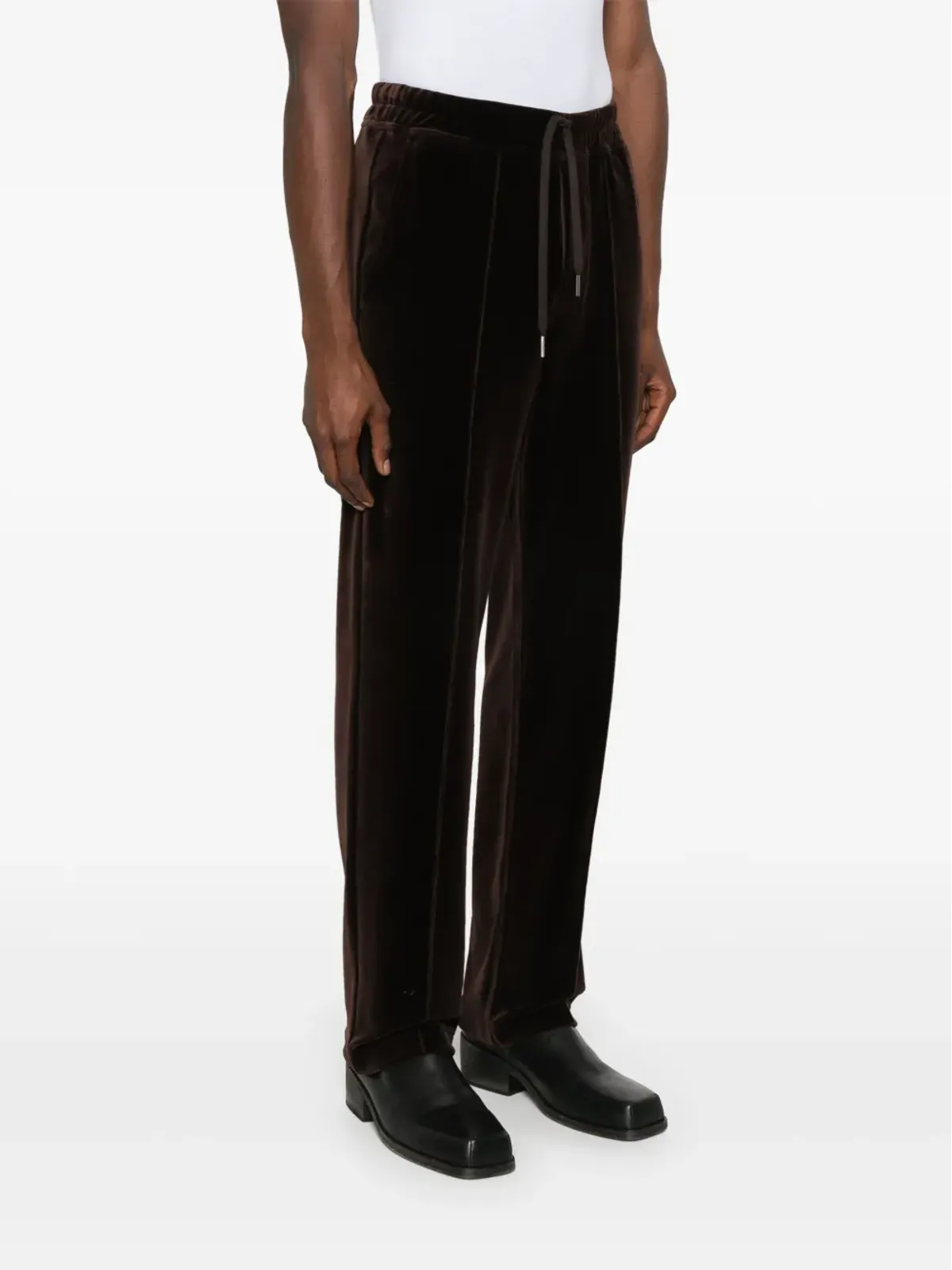 TOM FORD ストレートレッグ ベロア トラックパンツ ブラウン - 画像3