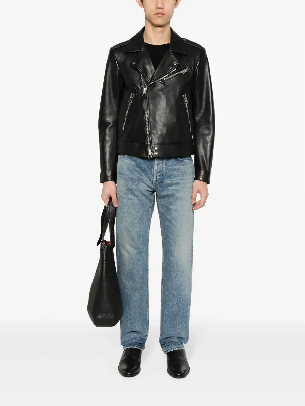 Saint Laurent ストーンウォッシュ加工 ダメージストレートジーンズ - ブルー - 画像2