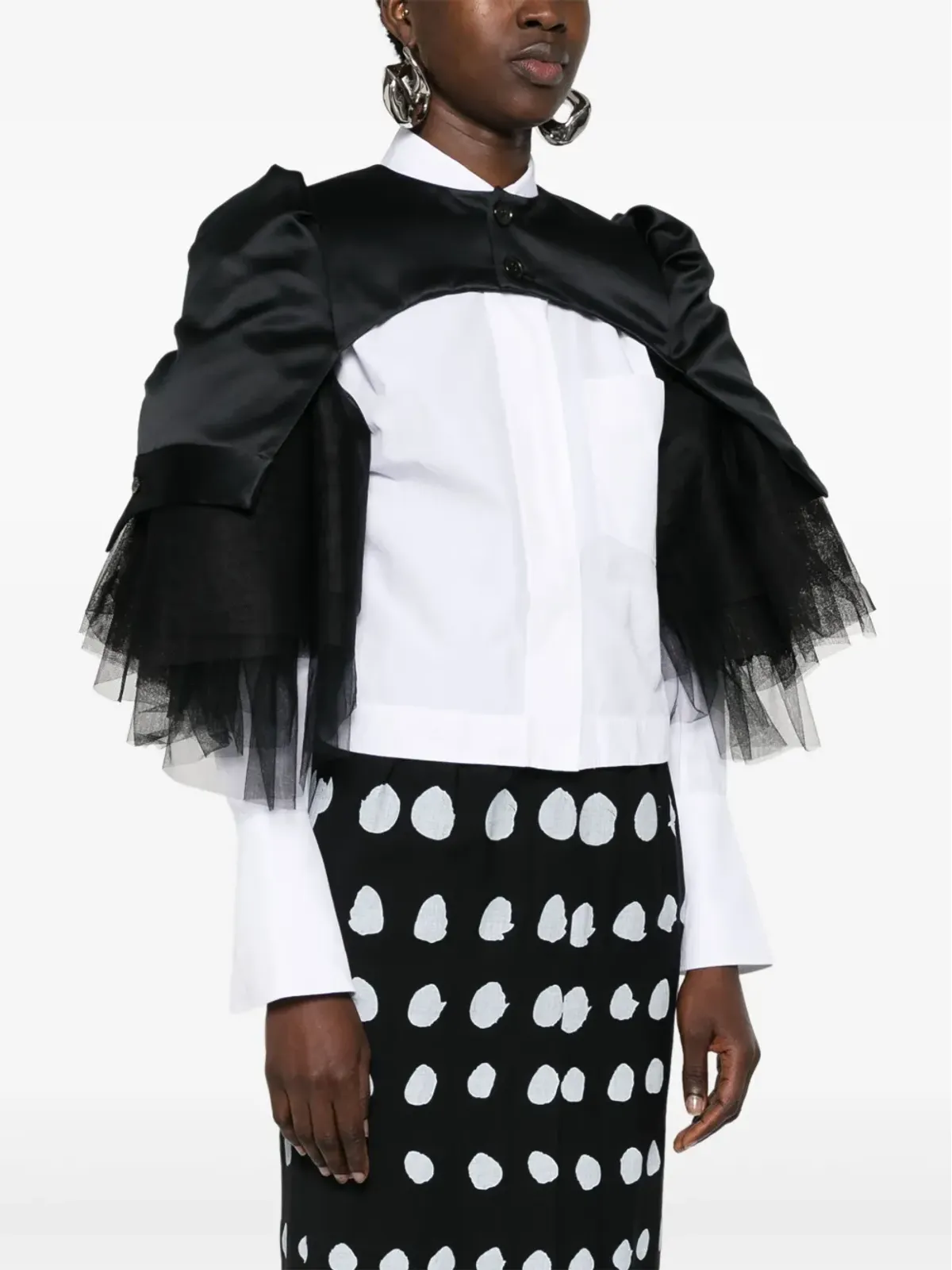 Noir Kei Ninomiya チュールインサート付きクロップドジャケット - 画像3