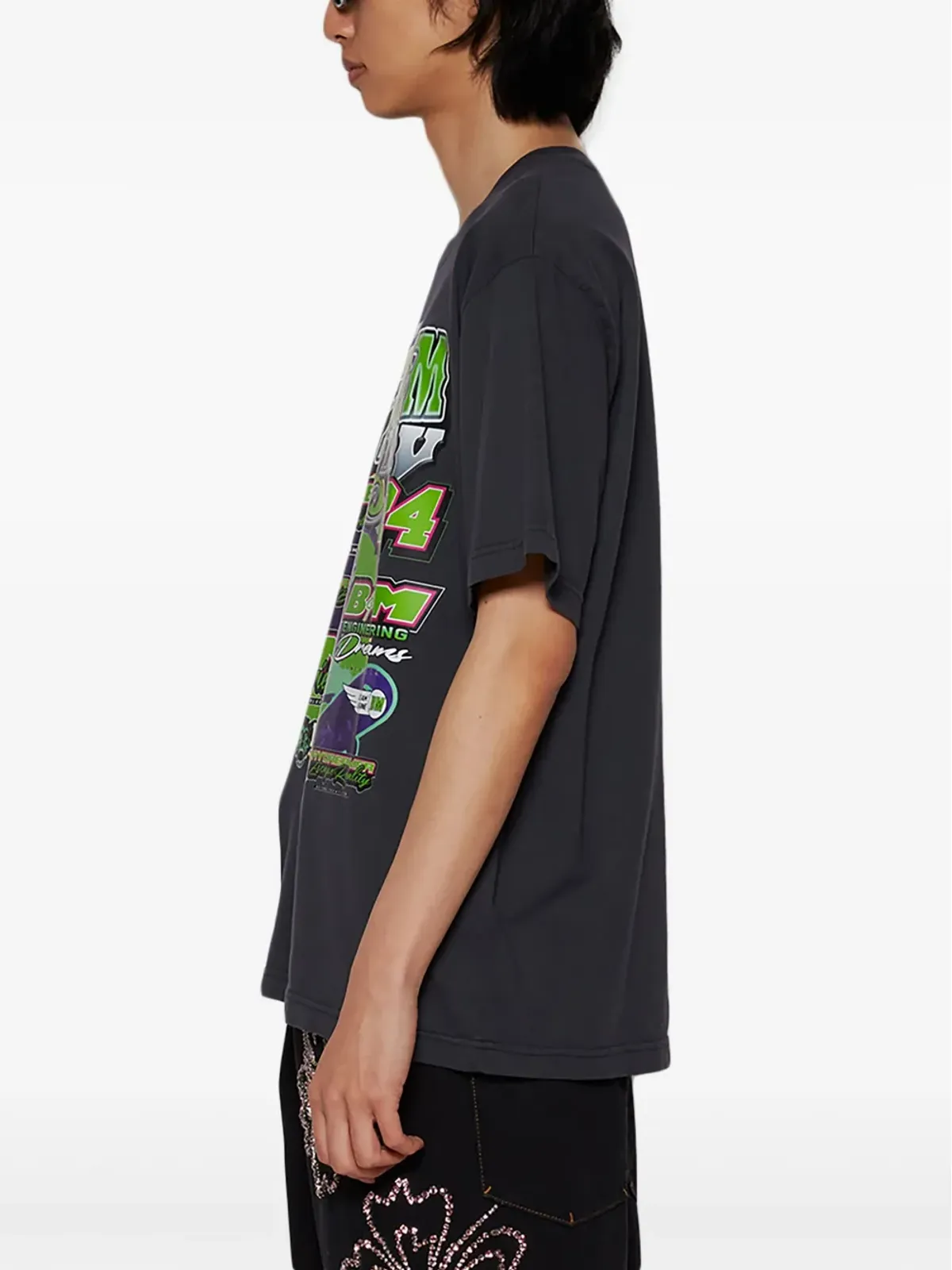 BLUEMARBLE モトプリントTシャツ ブラック - 画像4