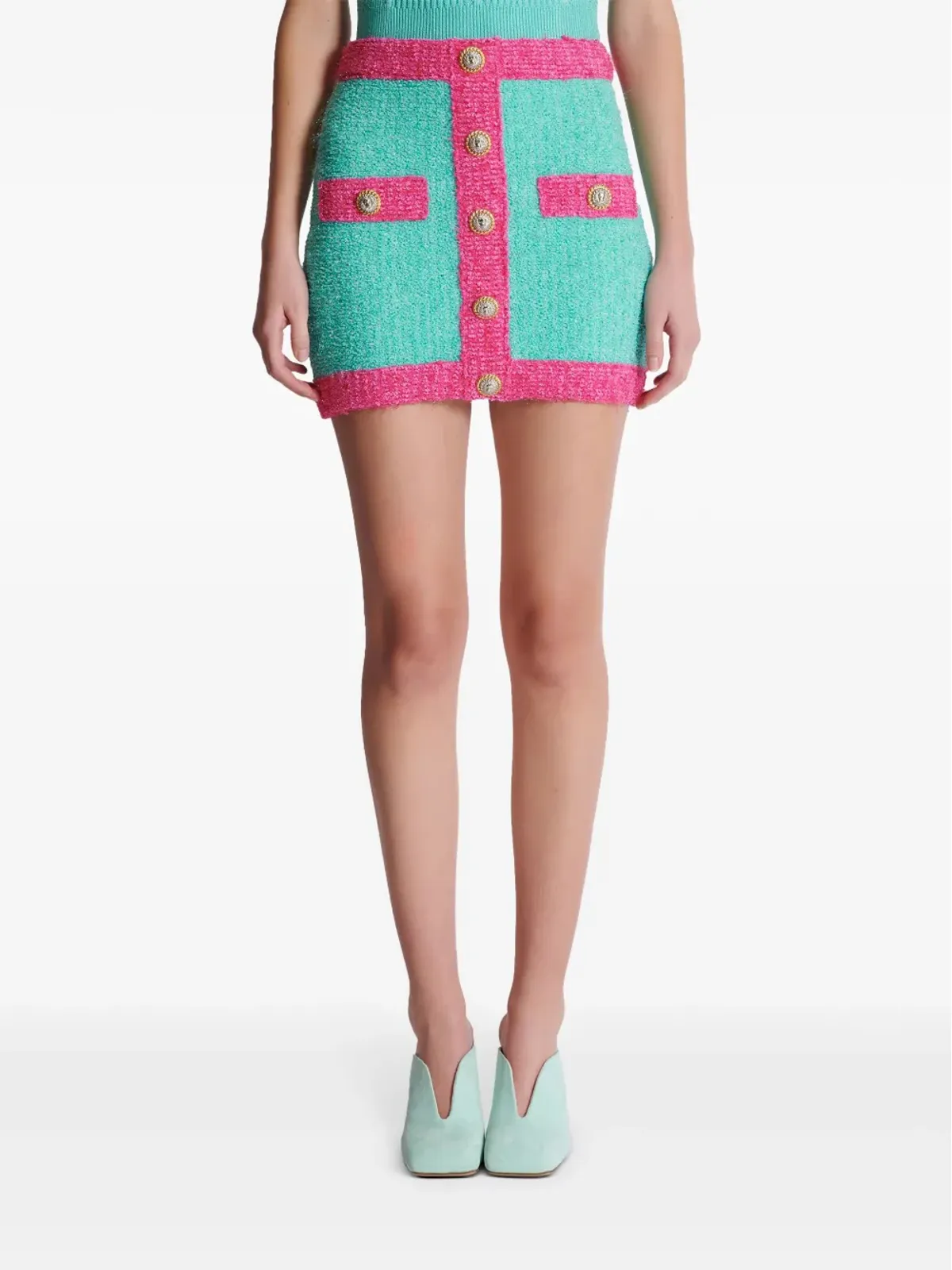 Balmain ボタン付きブークレミニスカート - ブルー - 画像4