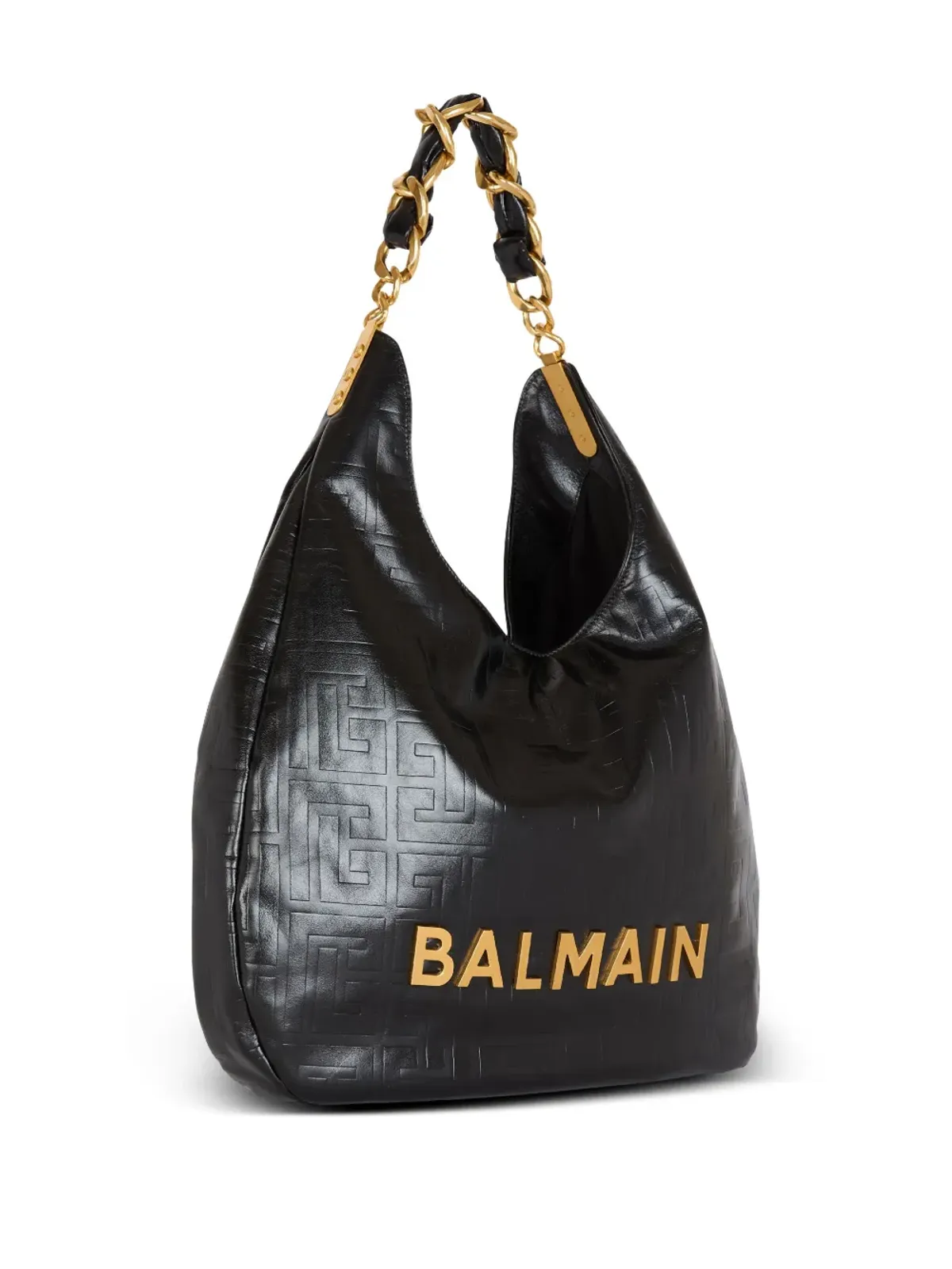 Balmain 1945 しわ加工レザー ショルダーバッグ - ブラック - 画像5