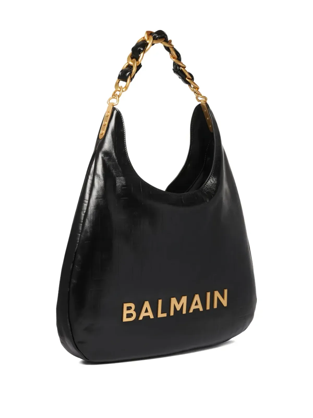 Balmain 1945 しわ加工レザー ショルダーバッグ - ブラック - 画像3