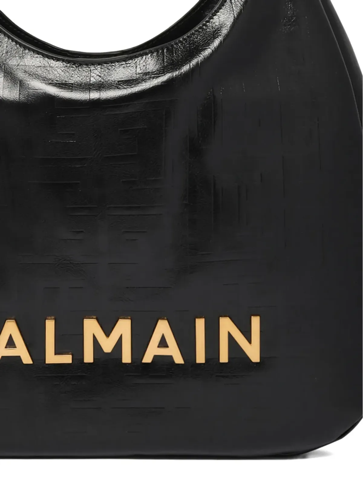 Balmain 1945 しわ加工レザー ショルダーバッグ - ブラック - 画像4