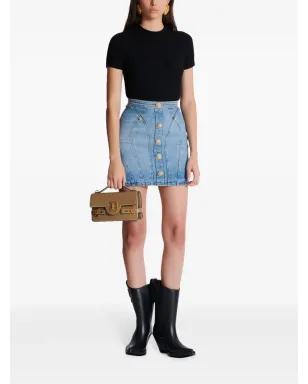 Balmain ボタン装飾デニムミニスカート - ブルー - サムネイル2