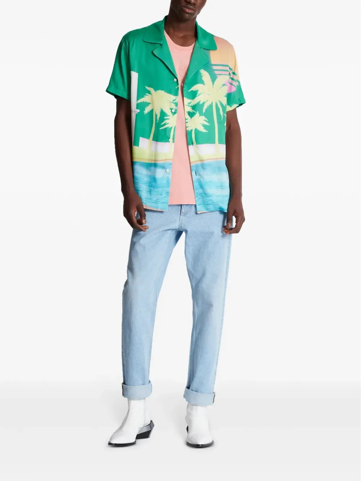 Balmain グラフィックプリント サテンシャツ - グリーン - 画像2
