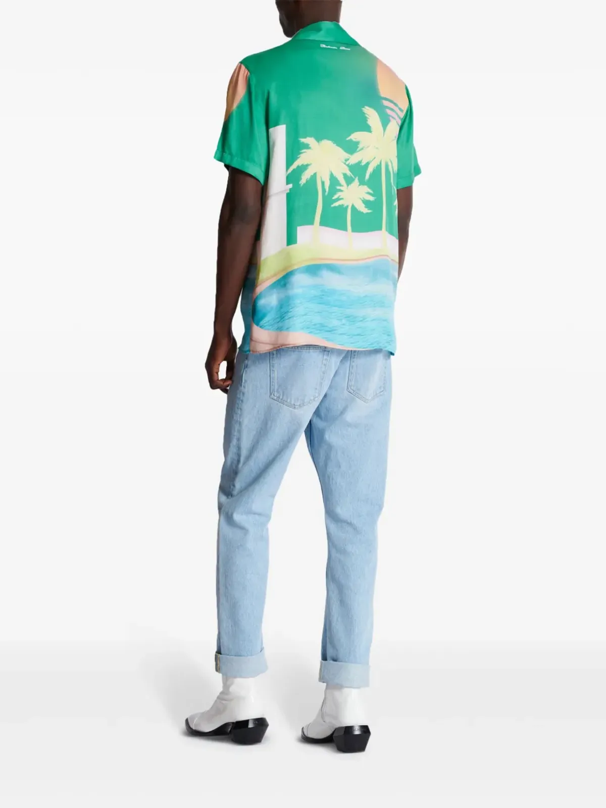 Balmain グラフィックプリント サテンシャツ - グリーン - 画像3