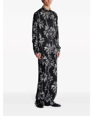 Balmain パームツリー柄サテンシャツ - ブラック - サムネイル3