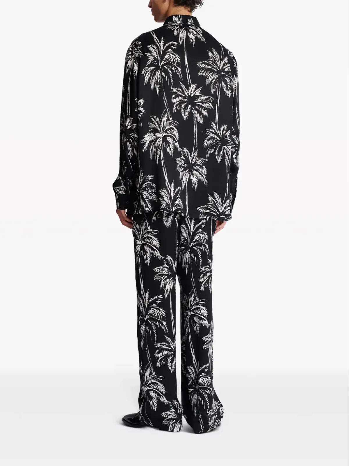 Balmain パームツリー柄サテンシャツ - ブラック - 画像4