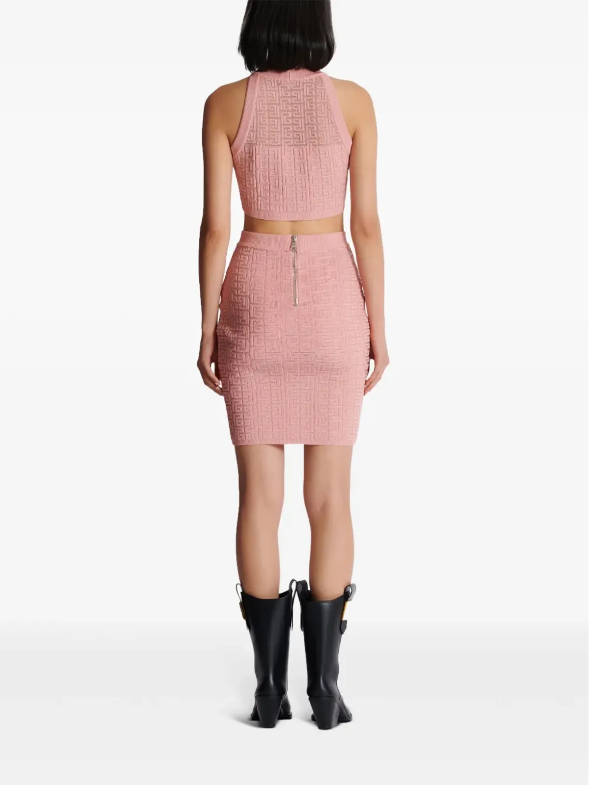 Balmain PBインターシャニットミニスカート ピンク - 画像4