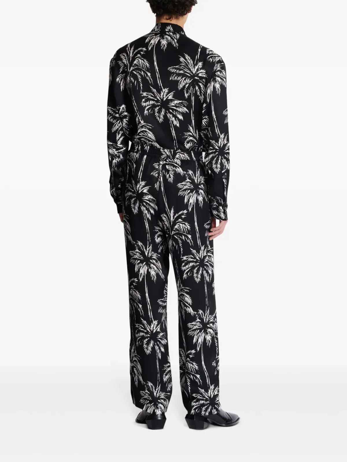 Balmain パームツリー柄サテンパンツ - ブラック - 画像4
