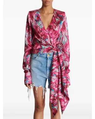 Balmain フェザー柄シルクブラウス - サムネイル5