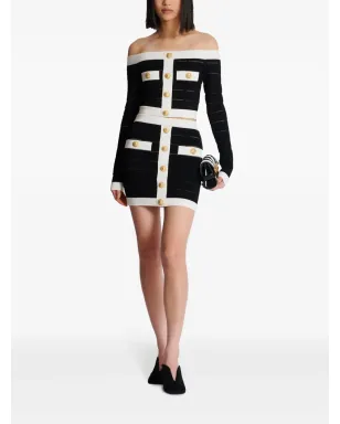 Balmain ボタン装飾付きニット ミニスカート ブラック - サムネイル2