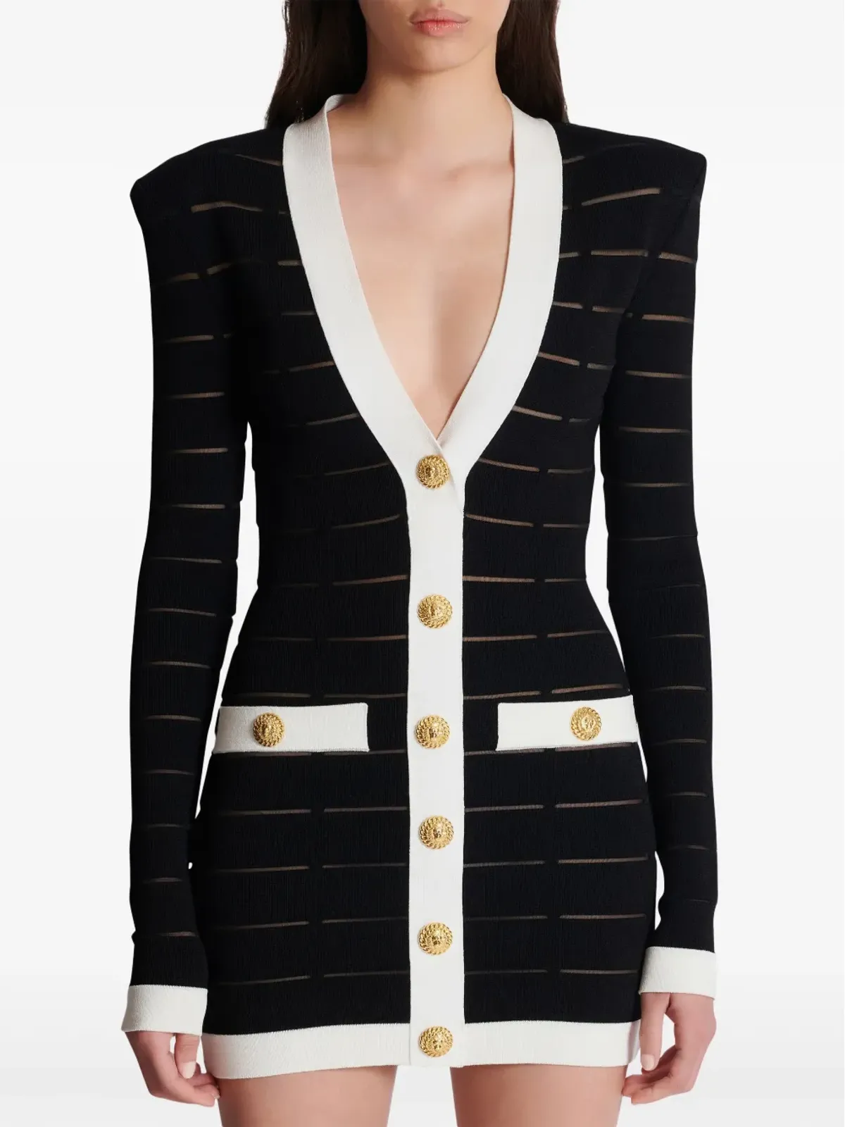 Balmain ボタン装飾入りニットミニドレス - ブラック - 画像5