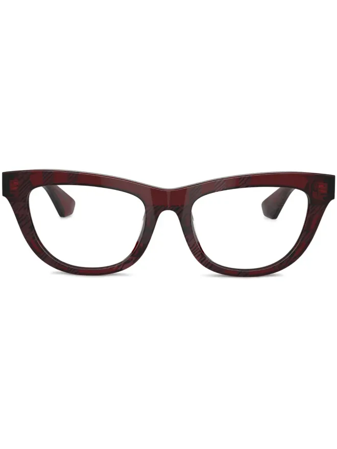 Burberry Eyewear Burberry Eyewear チェック柄キャットアイ眼鏡 - レッドの商品画像