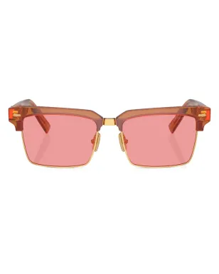 Miu Miu Eyewear ロゴ文字入りスクエアフレーム サングラス ブラウン - サムネイル1