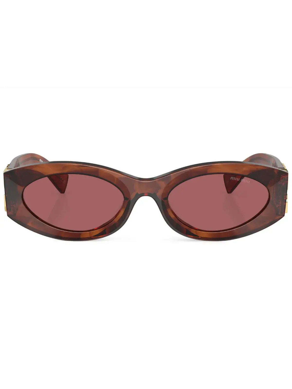 Miu Miu Eyewear ロゴ文字入りオーバルフレームサングラス - Brown - 画像1