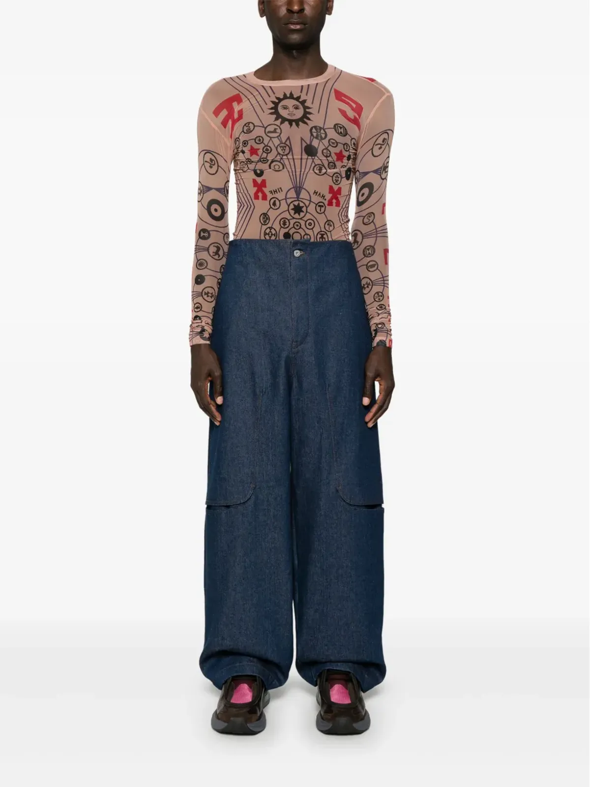 Walter Van Beirendonck グラフィックプリント メッシュトップ - 画像2