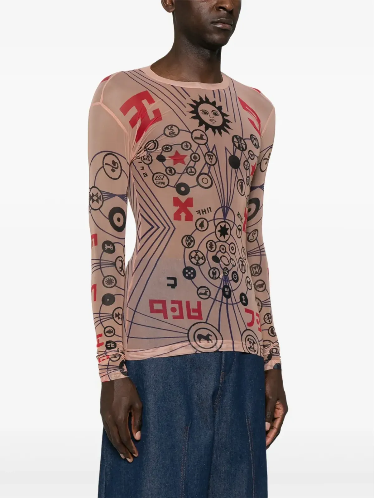 Walter Van Beirendonck グラフィックプリント メッシュトップ - 画像3