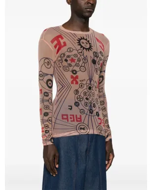 Walter Van Beirendonck グラフィックプリント メッシュトップ - サムネイル3