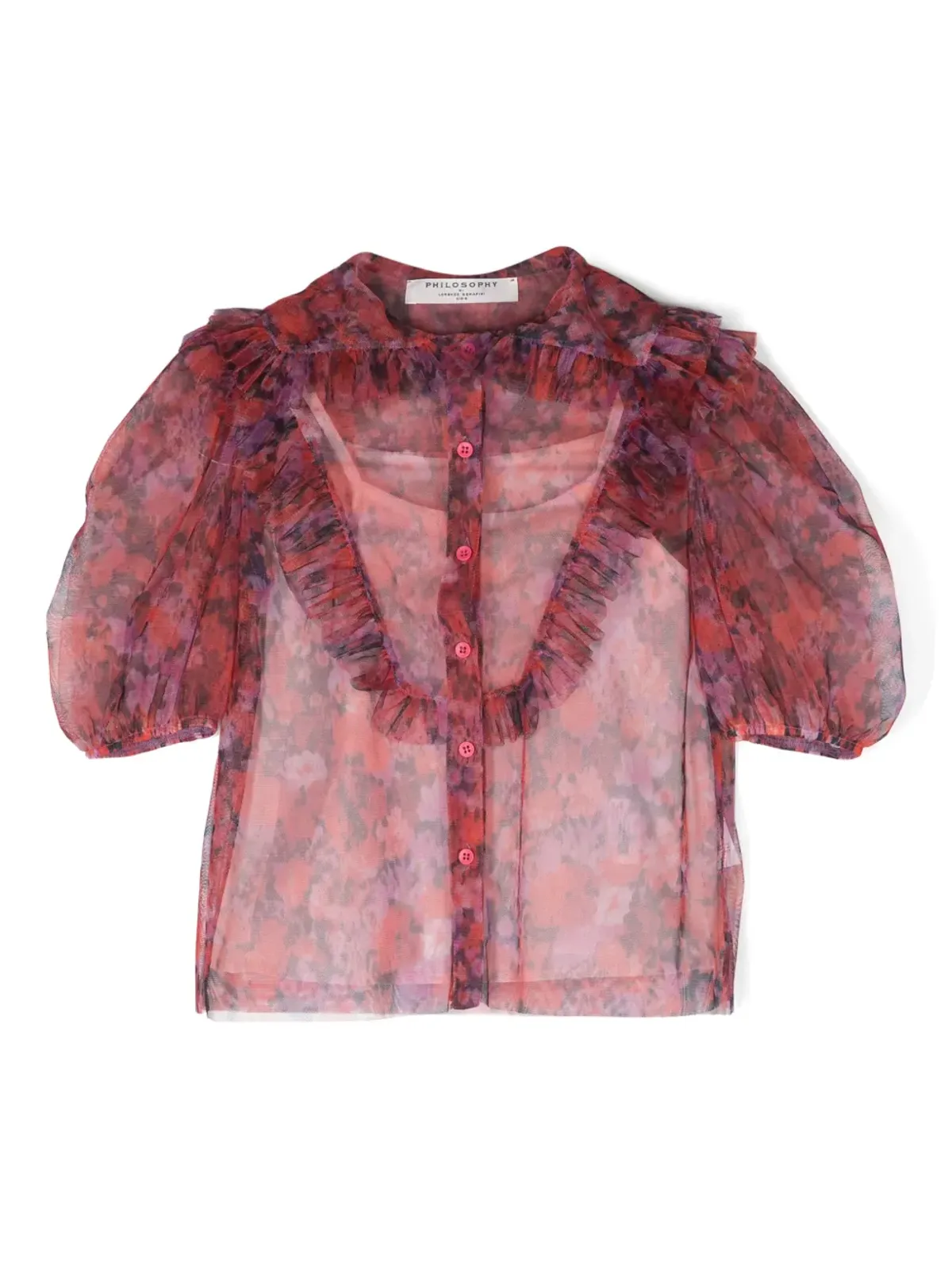 Philosophy Di Lorenzo Serafini Kids フリル付きセミシアーブラウス - 画像1