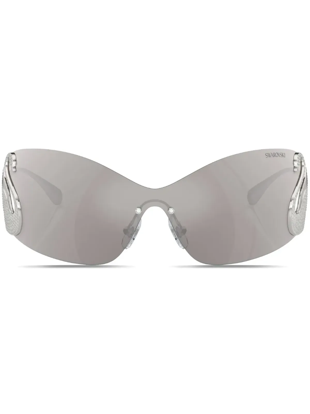 Swarovski Eyewear スワンアップリケ・シールドフレーム サングラス - 画像1