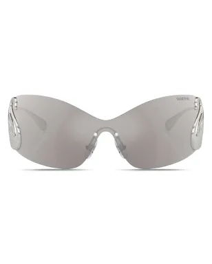Swarovski Eyewear スワンアップリケ・シールドフレーム サングラス - サムネイル1