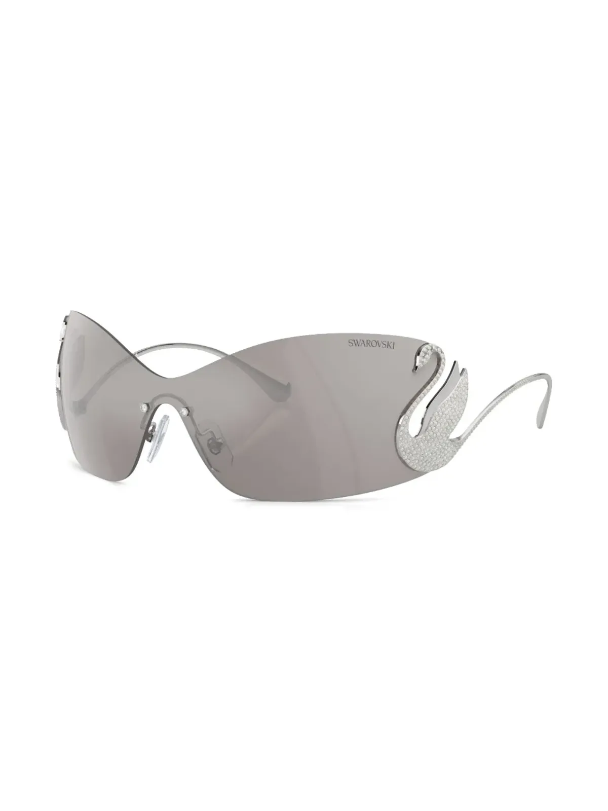 Swarovski Eyewear スワンアップリケ・シールドフレーム サングラス - 画像2