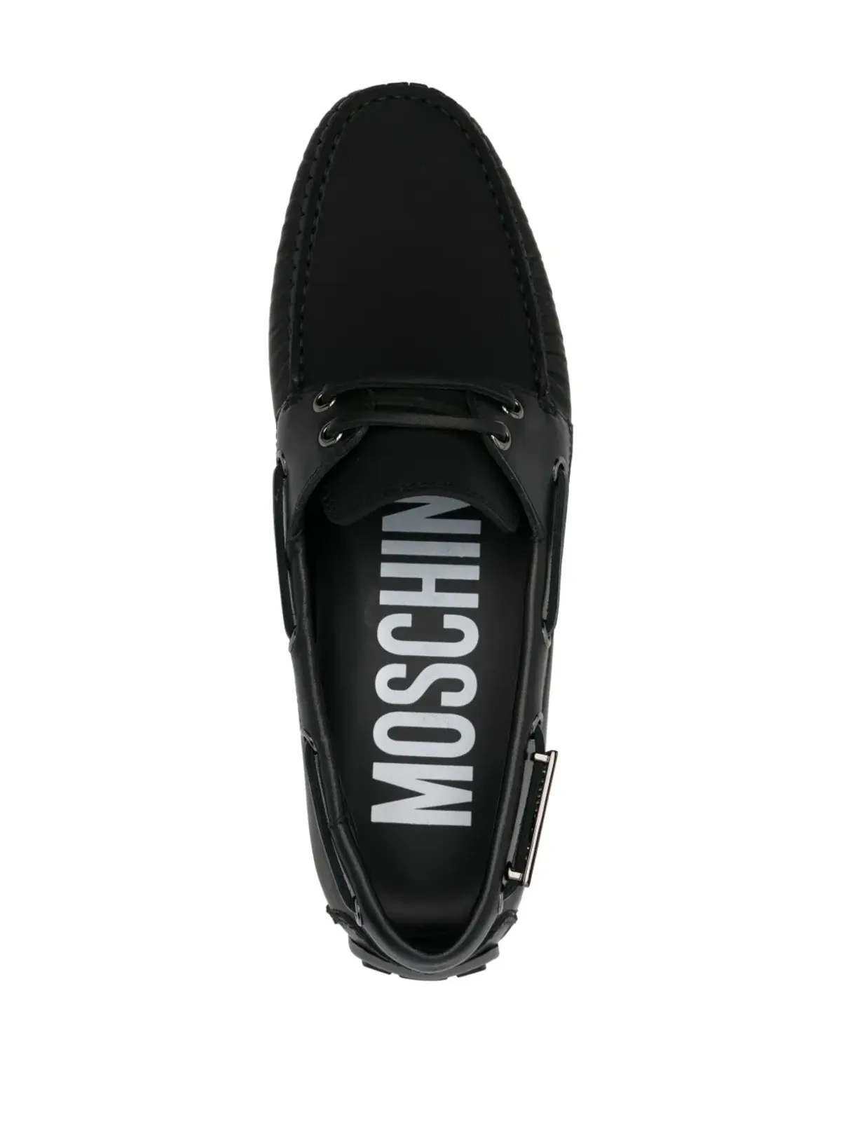 Moschino ロゴプレート ボートシューズ - ブラック - 画像4